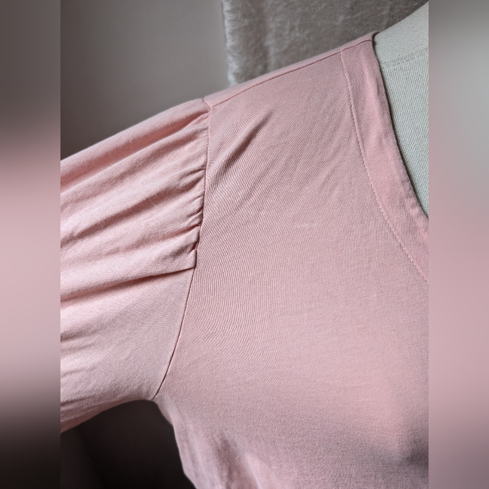 J Jill Baby Pink Cotton 3/4 Sleeve Puff Sleeve Soft 2x - Picture 3 of 5